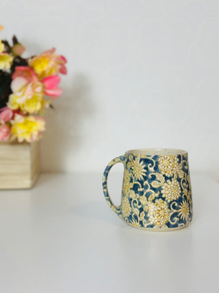 14 oz blue floral mug