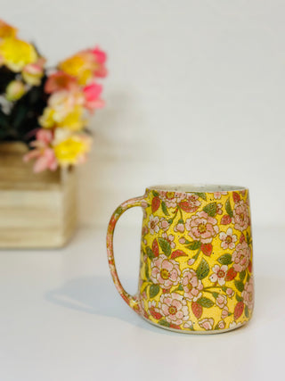 Yellow floral mug
