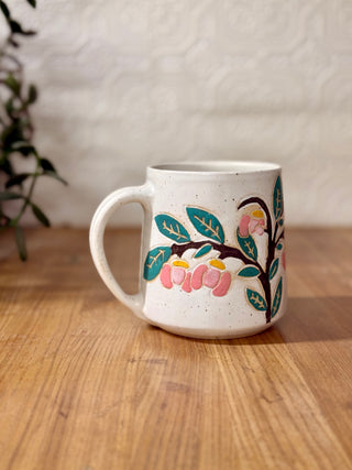 Pink apple blossom mug