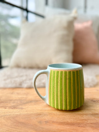 18oz Green/ Chartreuse w/blue glaze