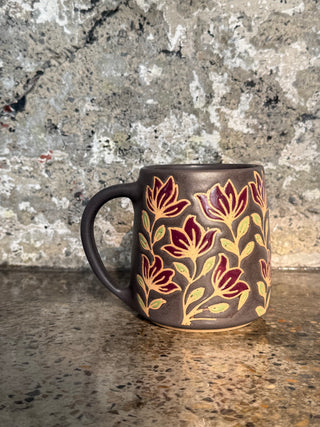 Eggplant floral in Charcoal