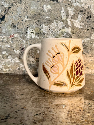 Botanicals in eggplant and blush w/ Cotton glaze