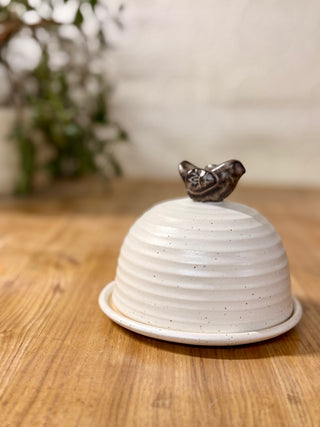 Bird butter dish