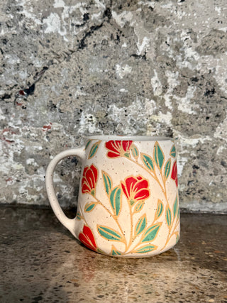 Red Floral in Cotton