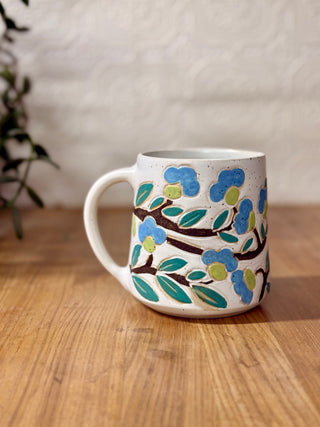 Blue floral mug