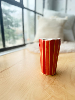 Red/Pink Strips Travel Tumbler